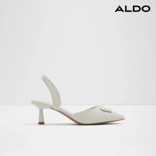 【ALDO】GIOCANTE-俐落簡約方扣後繫帶高跟鞋-女鞋(白色)