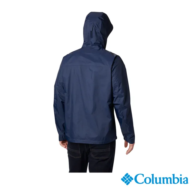 【Columbia 哥倫比亞 官方旗艦】男款-Omni-Tech防水快排連帽外套-深藍(URM20230NY/HF)