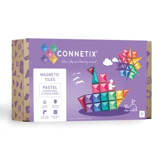 【Connetix】粉彩磁力積木-初階基礎組64pc(磁力片)