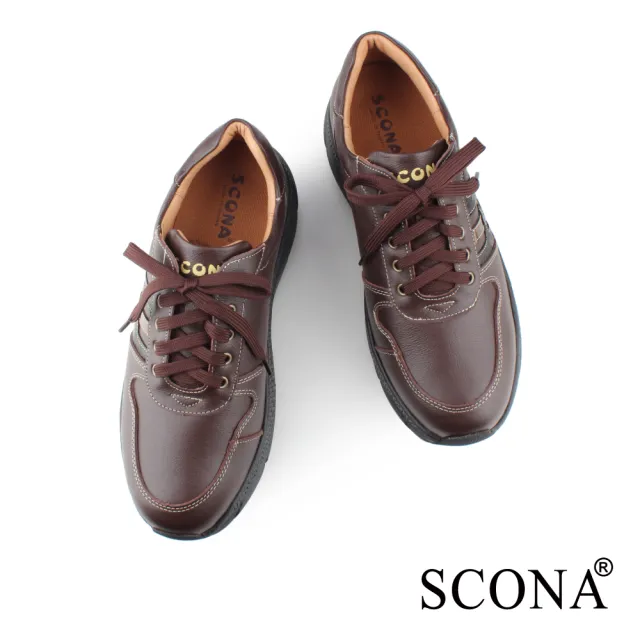 【SCONA 蘇格南】全真皮 舒適減壓機能健走鞋(咖啡色 1289-2)