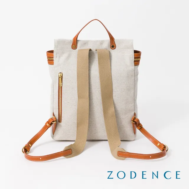 【ZODENCE 佐登司】德國帆布桶型拉鍊後背包(貴族白)