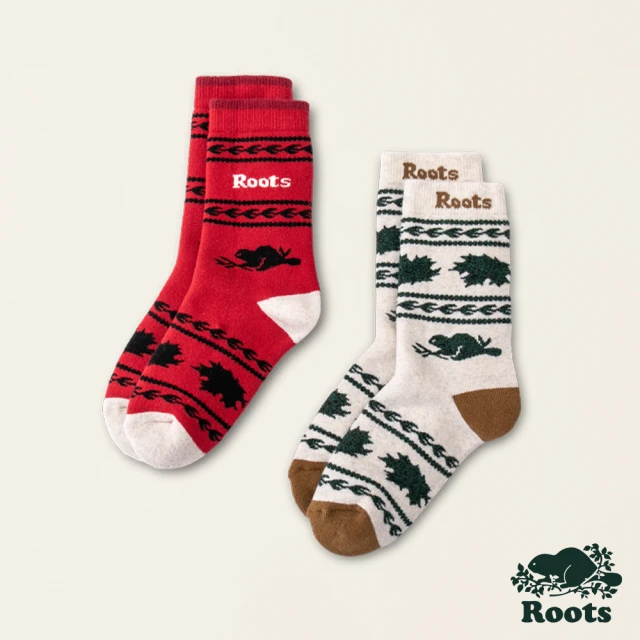RootsRoots Roots大童-率性生活系列 典藏楓葉針織短襪-2入組(紅色)