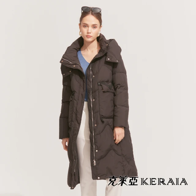 KERAIA 克萊亞 踏雪賞冬風長版貼袋羽絨外套