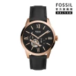 【FOSSIL 官方旗艦館】Townsman auto 城市雅痞黑色真皮自動指針手錶 44mm ME3170