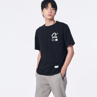 【5th STREET】男裝經典LOGO短袖T恤-黑色(山形系列)