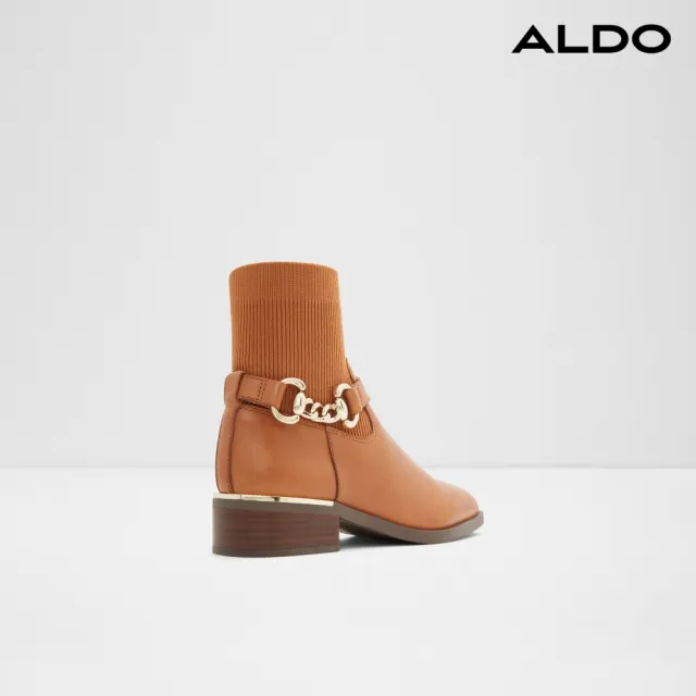 【ALDO】FRANINA-個性時尚平底側釦中筒襪靴-女靴(棕色)