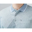 【Emilio Valentino 范倫鐵諾】蓄熱保暖棉質磨毛定位條紋長袖POLO衫 灰/藍(15-3V7960)