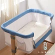 【L.A. Baby】多功能成長型床邊嬰兒床/遊戲床/0-3歲適用 +有機棉床包(超值兩件組/瑰蜜粉)