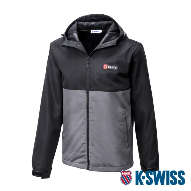 【K-SWISS】刷毛防風外套 Windbreaker -男-黑/灰(109364-031)