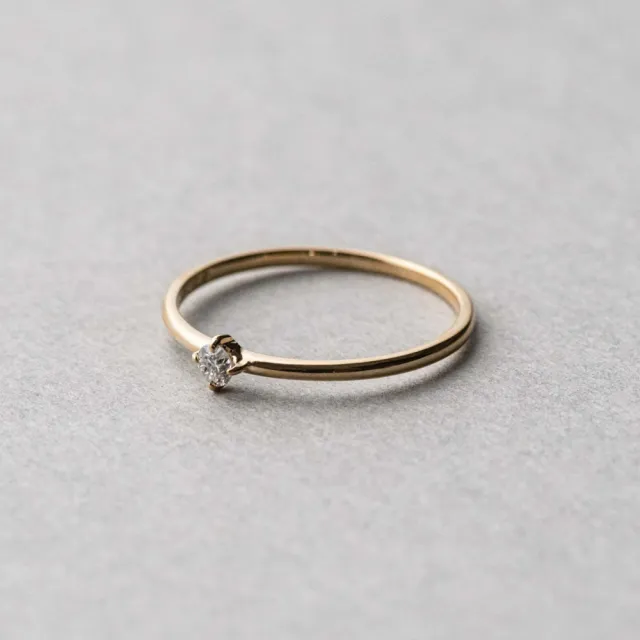 【ete】K18 經典單鑽爪鑲鑽石戒指-0.06ct(金色 玫瑰金色)
