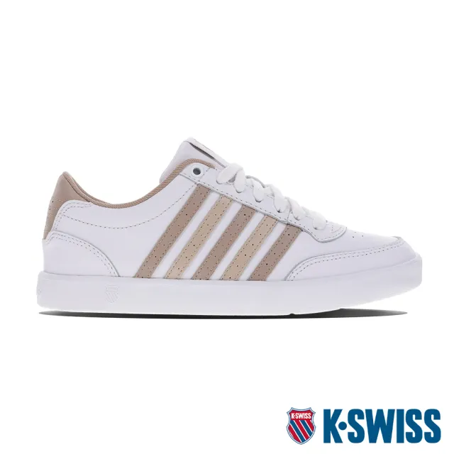 【K-SWISS】時尚運動鞋 Court Lite CMF-女-白/焦糖(95338-190)