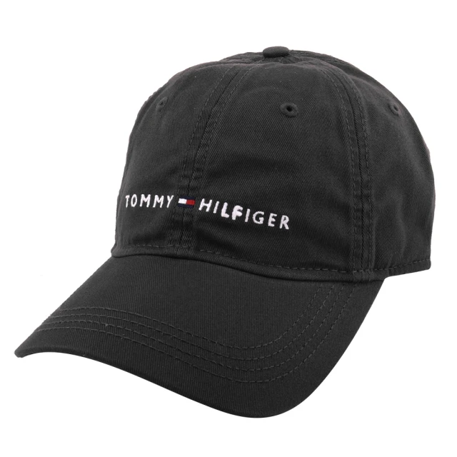 【Tommy Hilfiger】繡線小英文字母旗標標誌棒球帽(深灰)