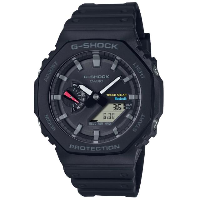 【CASIO 卡西歐】G-SHOCK  藍牙連線 太陽能八角雙顯腕錶 推薦 送禮 畢業禮物(GA-B2100-1A)