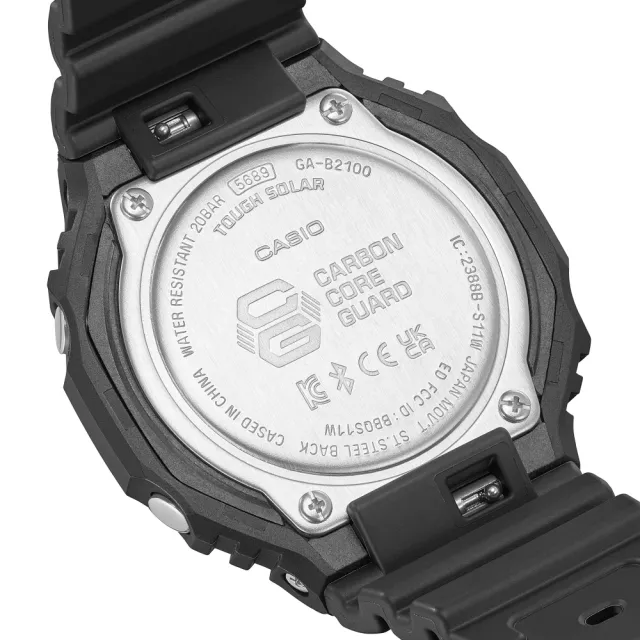 【CASIO 卡西歐】G-SHOCK 農家橡樹 藍牙連線 太陽能八角雙顯腕錶 禮物推薦 畢業禮物(GA-B2100-1A1)