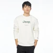 【JEEP】男裝 品牌文字LOGO厚磅長袖T恤(白色)