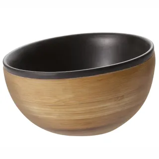 【JIA 品家】福利品-一家人吃飯系列雙層竹瓷碗8cm(黑色/含盒)