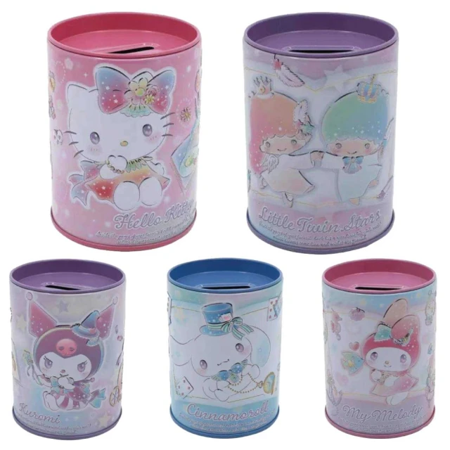 小禮堂 Sanrio 三麗鷗 鐵製圓形存錢筒/筆筒 Kitty 美樂蒂 酷洛米 大耳狗 雙子星(平輸品)