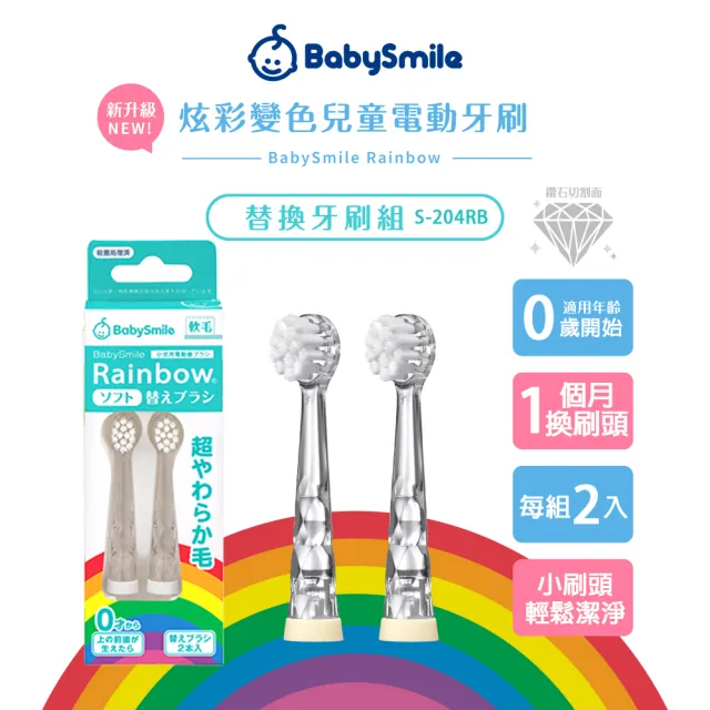 【日本BabySmile】軟毛刷頭替換組 2只/組(適用0歲以上及S-204 S-205 S-206兒童電動牙刷機款)