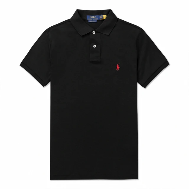 RALPH LAUREN RL POLO 經典刺繡小馬短袖POLO衫 上衣-黑色(CUSTOM SLIM FIT/精選舒適/平輸品)