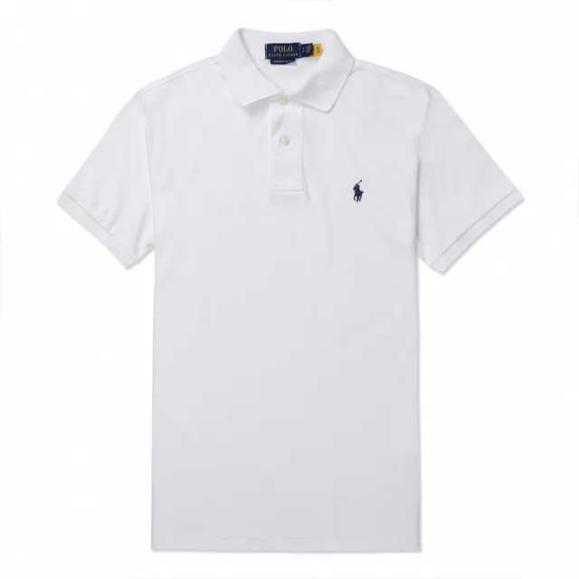 【RALPH LAUREN】RL POLO 經典刺繡小馬透氣短袖POLO衫 上衣-白色(PIMA棉/CUSTOM SLIM FIT/平輸品)