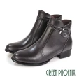 【GREEN PHOENIX 波兒德】女靴 短靴 馬靴 全真皮 低跟 鑽飾枝葉 台灣製(咖啡、黑色)