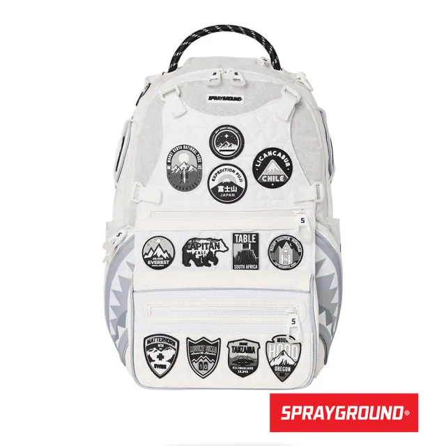 【SPRAYGROUND】Expedition 全球探險大容量後背包(白灰色)