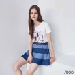 【iROO】雙色拼接牛仔短裙