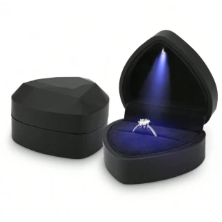 【SOLARFRi】LED燈鑽戒指盒首飾盒 心型優雅氣質感(求婚 訂婚 生日 情人節 七夕 女朋友 老婆 禮物 多色款)