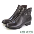 【GREEN PHOENIX 波兒德】女靴 短靴 馬靴 全真皮 低跟 鑽飾 台灣製(咖啡、黑色)
