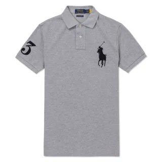 【RALPH LAUREN】RL POLO 經典刺繡大馬短袖POLO衫 上衣-灰色(CUSTOM/SLIM/FIT///平輸品)