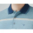 【Emilio Valentino 范倫鐵諾】蓄熱保暖棉質磨毛定位條紋長袖POLO衫 藍/灰(66-3V7172)
