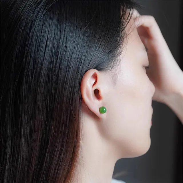 【MoonDy】耳環 耳釘 和田玉耳環 水晶耳環 韓國耳環 女生飾品 玉耳環 翡翠耳環 翡翠耳釘