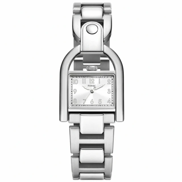 FOSSIL 公司貨 馬鞍典雅不鏽鋼腕錶/銀 女錶(ES53