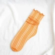 【89 zone】法式素色質感木耳花邊銀絲薄蕾絲 女襪 絲襪 堆堆襪 低筒襪 長襪 1 入(黑/黃/紅/綠/灰/藍/綠)