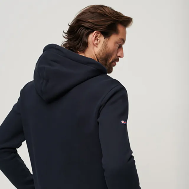 【Superdry】男裝 帽T 連帽套頭衫 Vintage VL Hood(海軍藍)