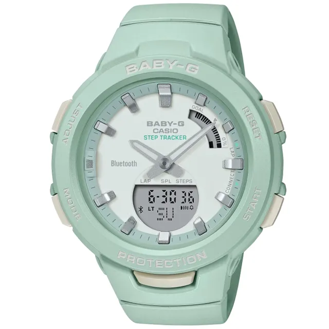 【CASIO 卡西歐】BABY-G 藍牙連線 運動雙顯腕錶 母親節 禮物(BSA-B100CS-3A)