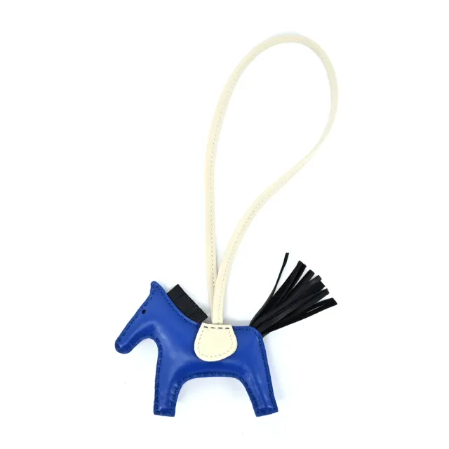 【Hermes 愛馬仕】Rodeo小羊皮撞色手工馬兒吊飾(小/藍/黑/白)