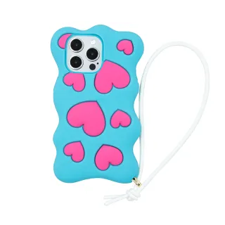 【Candies】iPhone 15 Pro 適用6.1吋 Happy & Free愛心手機殼(藍)