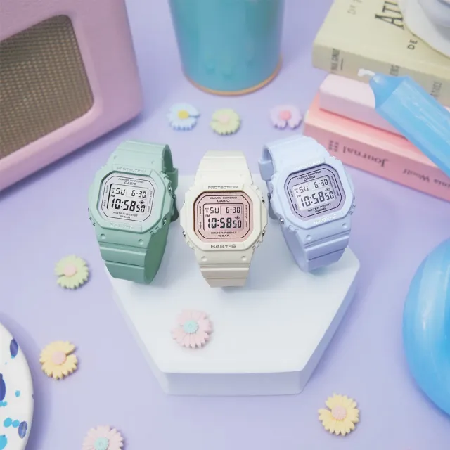 【CASIO 卡西歐】BABY-G 春日色調 方形電子腕錶 禮物推薦 畢業禮物(BGD-565SC-2)