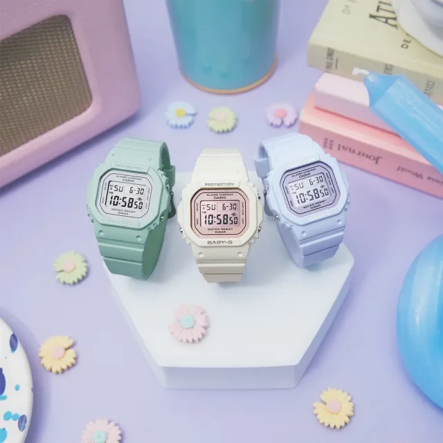 【CASIO 卡西歐】BABY-G 春日色調 櫻花粉方形電子腕錶 推薦 送禮 畢業禮物(BGD-565SC-4)