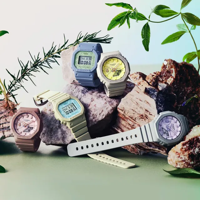 【CASIO 卡西歐】G-SHOCK WOMEN 療癒大自然 草本設計錶盤電子錶-藍綠(GMD-S5600NC-2)