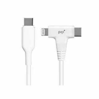 【PQI 勁永】MFI認證 二合一 快充傳輸線 Lightning USB-C Type-C 充電線 快充線 認證線 PQI37