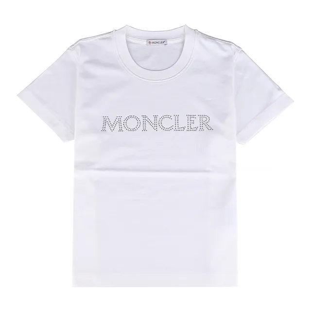 【MONCLER】水晶LOGO修身圓領T恤(白/女款)