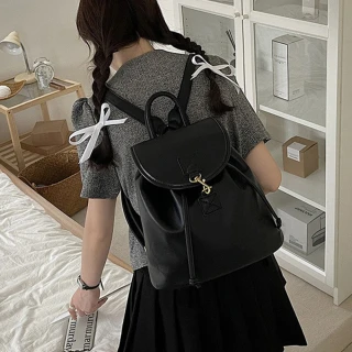 【MoonDy】後背包 大容量後背包 水桶包 抽繩包韓國背包 可愛包包 ins包包 黑色包包 大學生後背包 軟皮包包