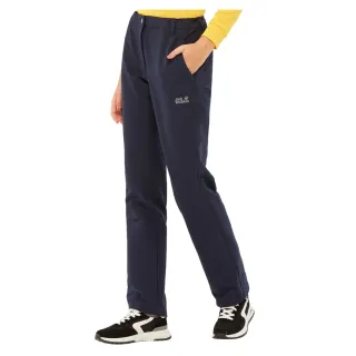 【Jack wolfskin 飛狼】女 防潑水極簡休閒長褲 登山褲(丈青)