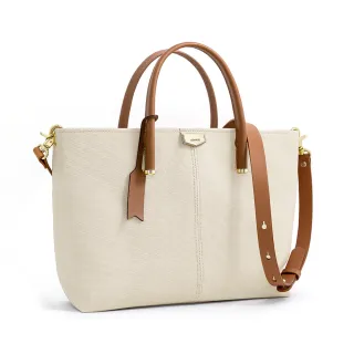 【adole】Daily 防水帆布皮革手提包/米(可客製刻字)