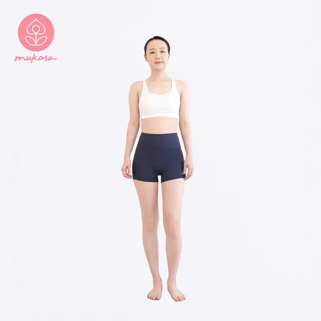 【Mukasa 慕卡莎】FITNESS 運動提臀二分短褲 - 墨藍 - MUK-23965(瑜珈短褲、運動褲、車褲、二分褲)