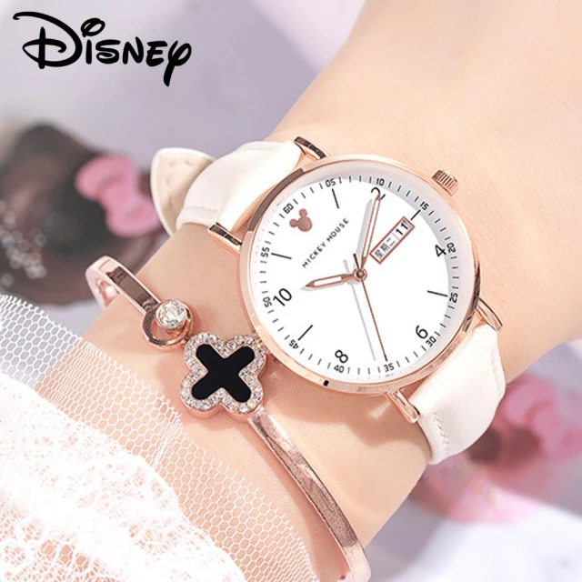 【Disney 迪士尼】米奇系列時尚夜光指針防水少女腕錶(學生 手錶)