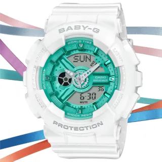 【CASIO 卡西歐】BABY-G 冬季光彩 繽紛色彩雙顯腕錶 618 年中慶 禮物(BA-110XWS-7A)