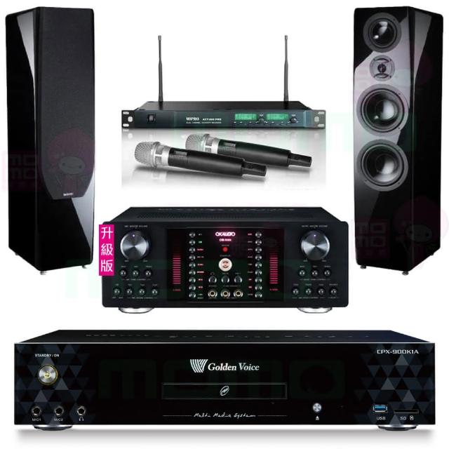 【金嗓】CPX-900 K1A+OKAUDIO DB-9AN+ACT-869+KTF P-889 鋼烤版 黑(4TB點歌機+擴大機+無線麥克風+喇叭)